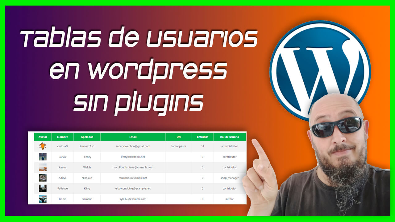 Crear tablas de usuarios en Wordpress sin plugins