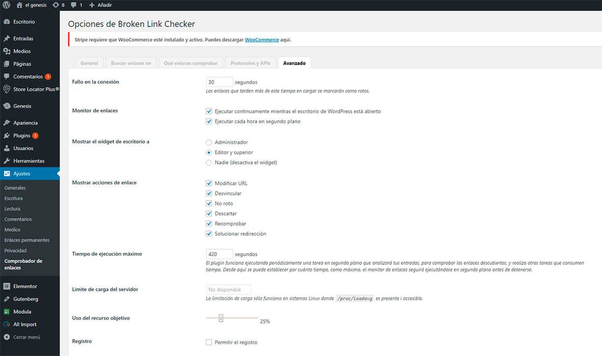 Ajustes broken link checker
