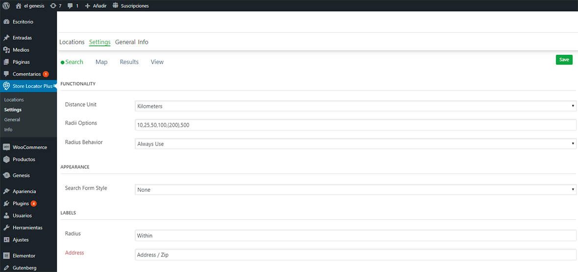 Personalizacion Store locator plus