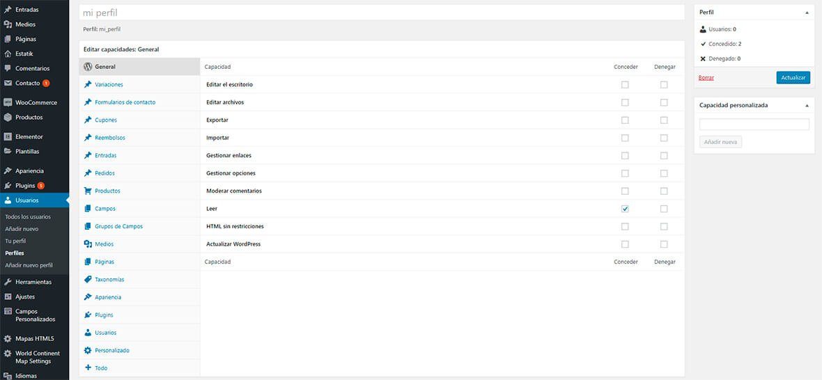 Rol de usuarios con el plugin Members