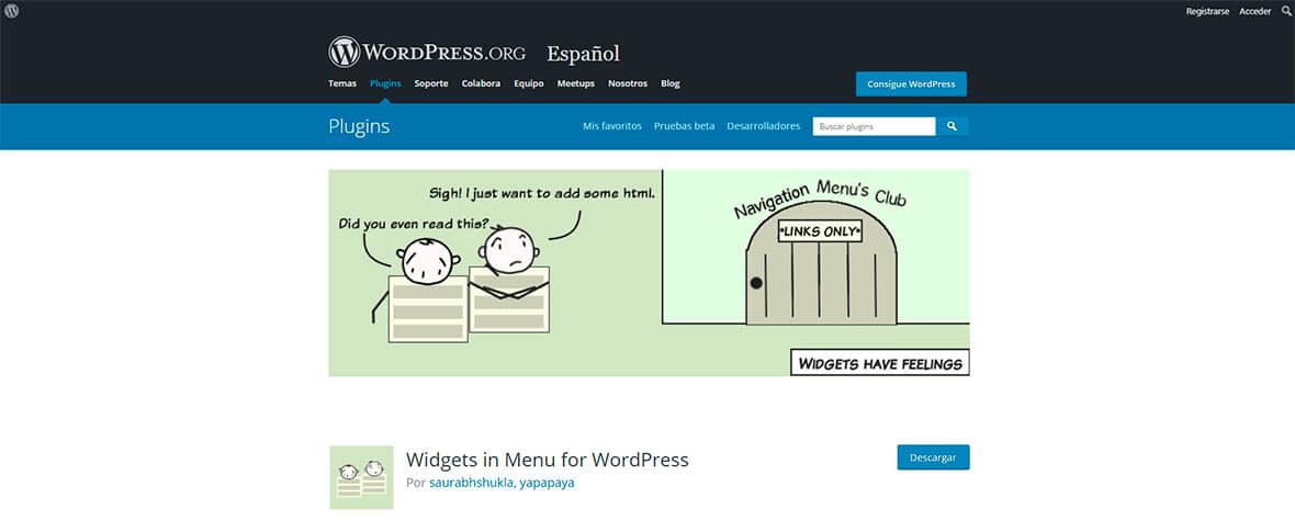 Widget en el menu WordPress