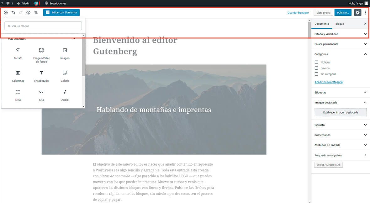 ajustes generales Gutenberg wordpress Diseño web Vilafranca del Penedes