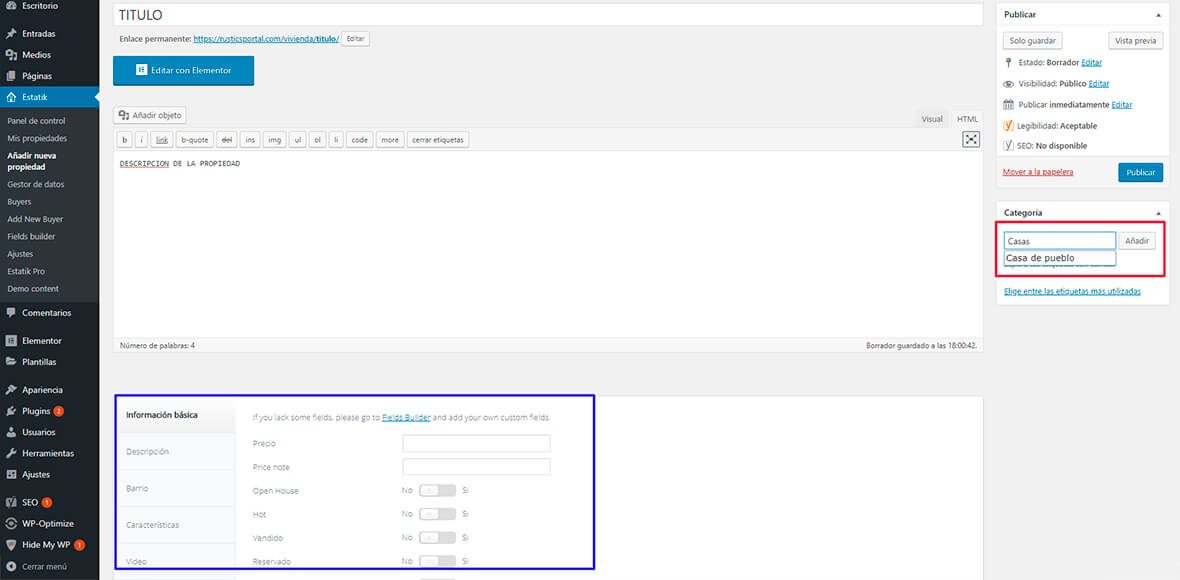 añadir propiedad estatik plugin